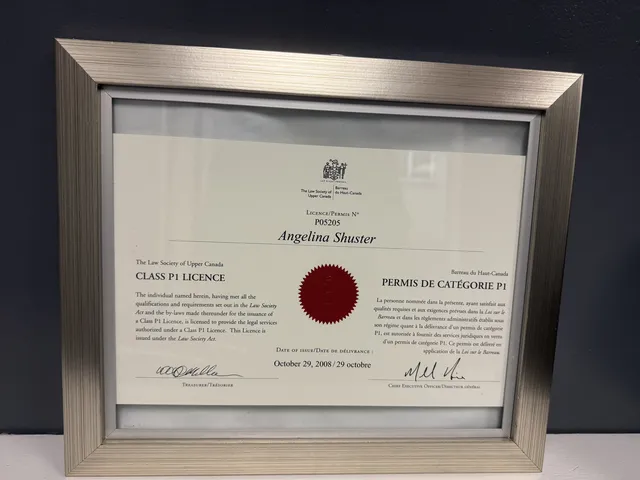Certificate: Paralegal Licence — Class P1 — Law Society of Upper Canada (now the Law Society of Ontario), 2008