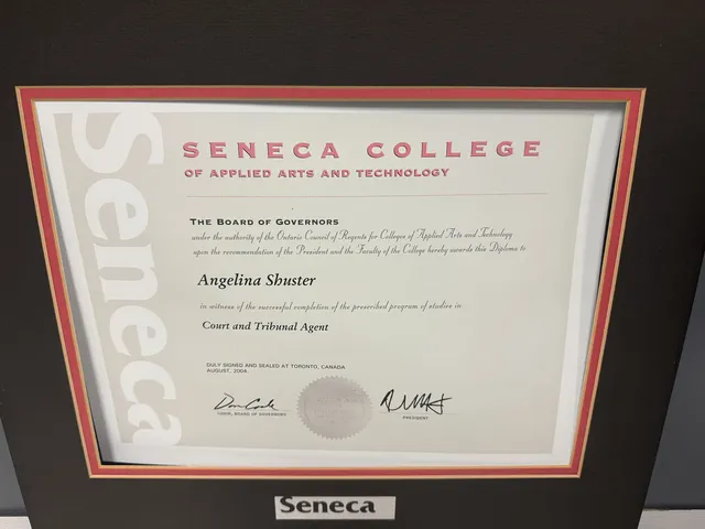 Certificate: Diploma — Court and Tribunal Agent — Seneca College of Applied Arts and Technology, 2004